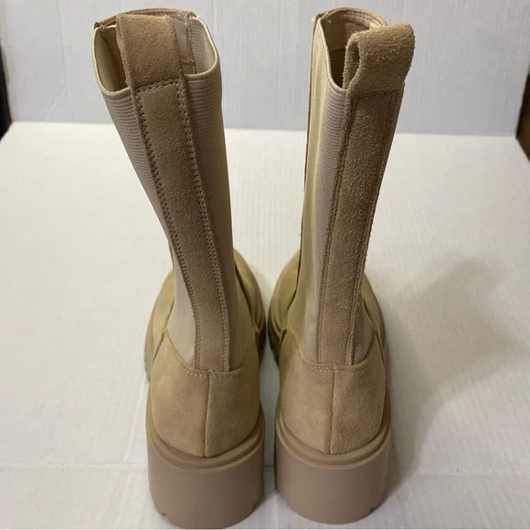 Steve Madden Womens Size 8 Chelsea Boots Beige Hesitant Round Toe Block Heel - Picture 5 of 9